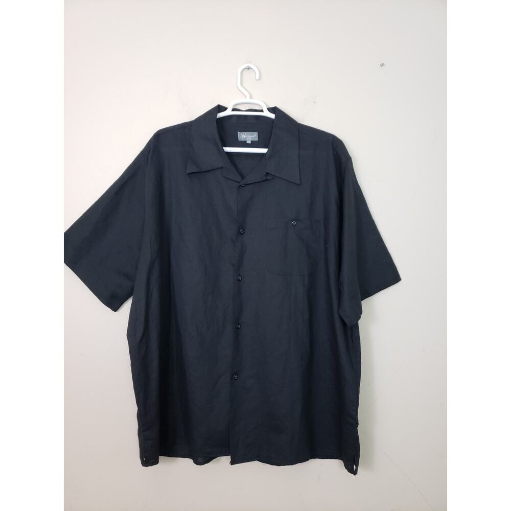 Successo Uomo by Phita Shirt Men's Size 6XL Black Linen Resort Vacation Office